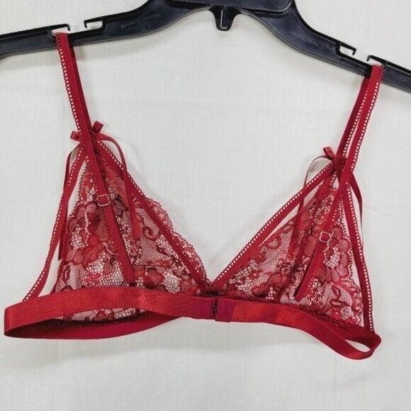 * Avidlove small bra garter set floral lace sexy set bow detail burgendy c… - Picture 5 of 11